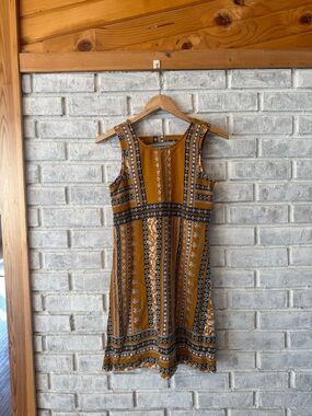 Maurices Mustard and Navy Printed Mini Dress
